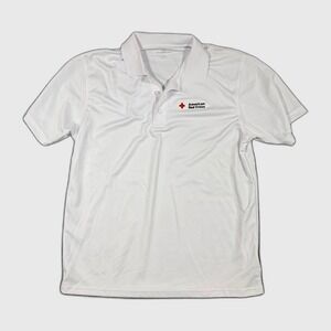 Vansport Mens American Red Cross Polo Shirt White Short Sleeve Size Medium